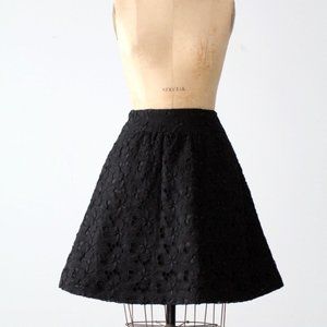 Tuleh Black Floral Cut Out Silk Skirt